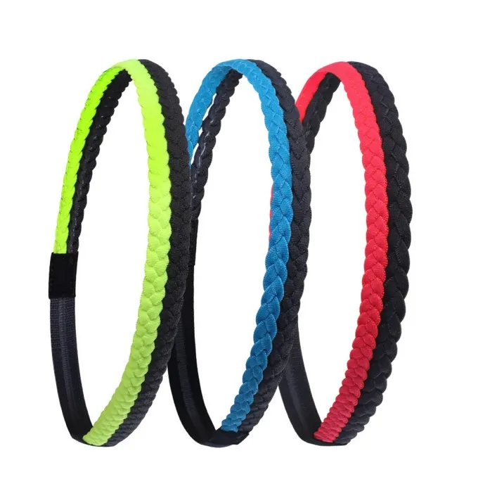 Unisex Sports Braided Hair Band Anti-slip Elastic Colorful Sweatband Women Fitness Yoga Gym Running Cycling Headbands