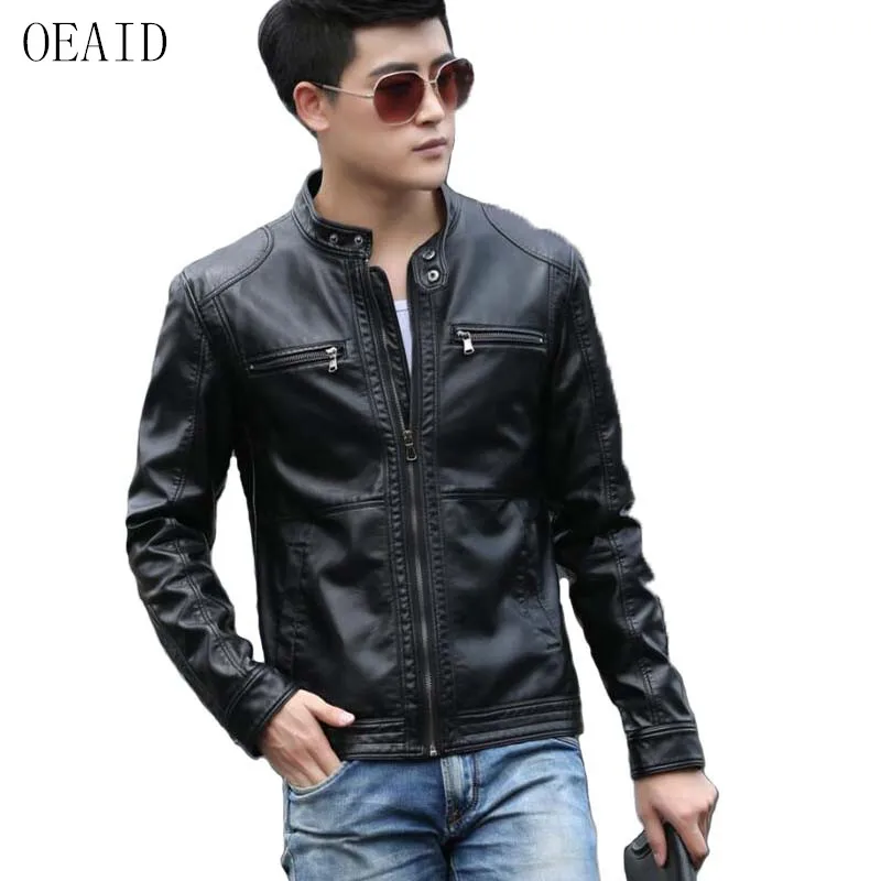 OEAID Motorcycle Mens Leather Jackets Cheap For Men 2017 New Spring
