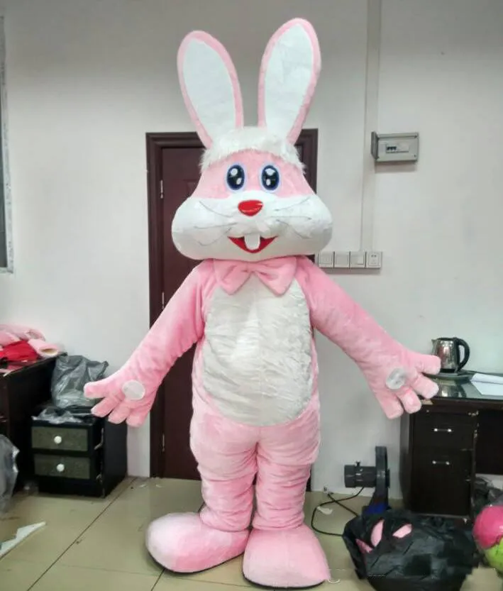 2024 VENDA DE FACTORY SALE HOT FURY PINK BUNNY RABBIT MASCOT Fantas para adultos para férias de Páscoa