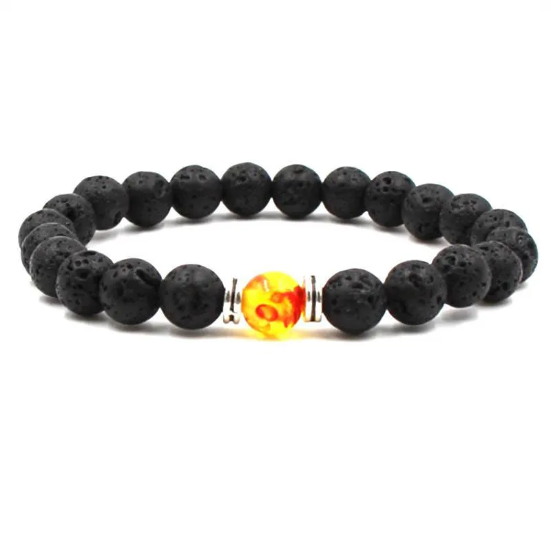 Lotes Sete Chakras Ágata 8 MM Pedra de Lava Preta DIY Difusor de Óleo Essencial de Aromaterapia Pulseira Para Mulheres Homens Yoga Jóias