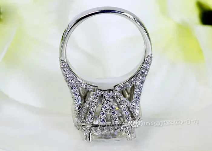 Choucong Majestic Sensation 10ct Stone 5aジルコンCZ 14ktホワイトゴールドいっぱいの女性の婚約の結婚式のバンドリング