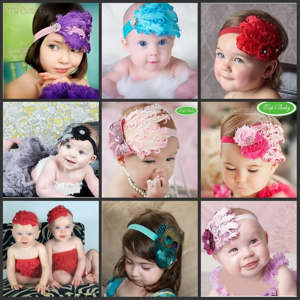 2019 new fashion Christmas baby headbands boutique feather hair band kids Girls Lovely Cute hair accessories handmade feather hair band
