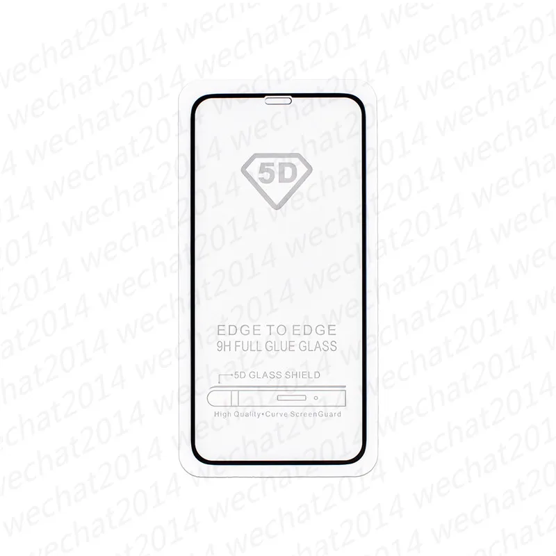 300 sztuk 5D Pełna pokrywa Protector 9H Szkło Hartowane Włókno Włókno Protector dla iPhone 6 6S 7 8 Plus X XS Max