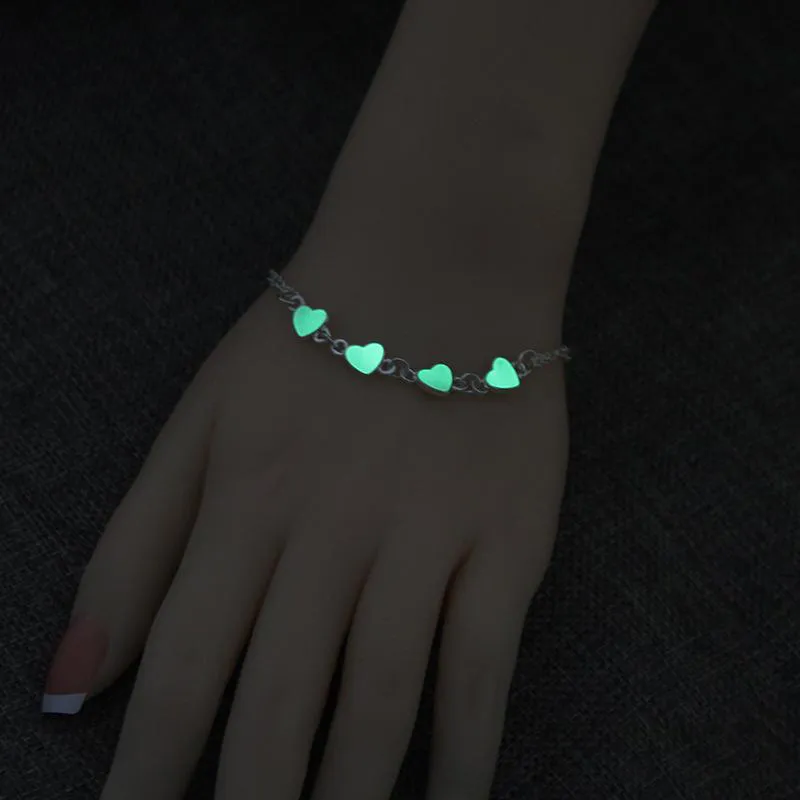 Halloween Party Blue Green Glowing Heart Armband Glow in The Dark Fairy Fluorite Magical Armband Bangle Juwelen