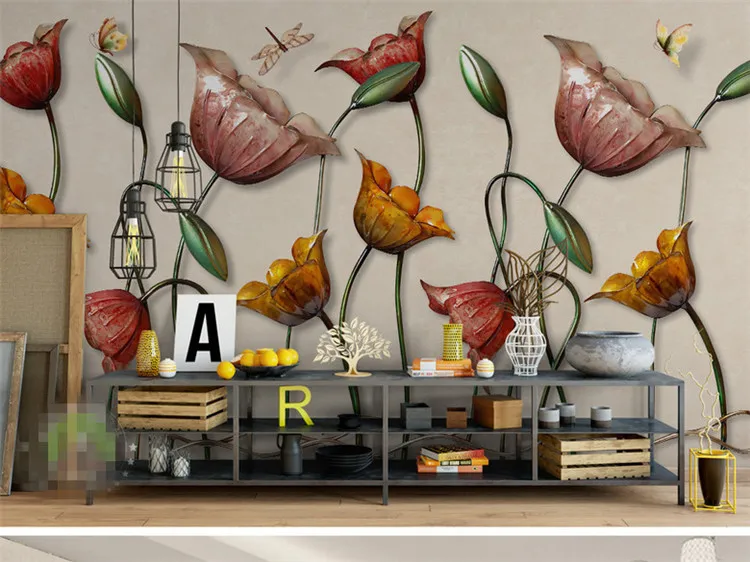 3d papel de parede lírio de água borboleta flor papel de parede mural para quarto wall art decor murales de pared 3d parede mural papier peint