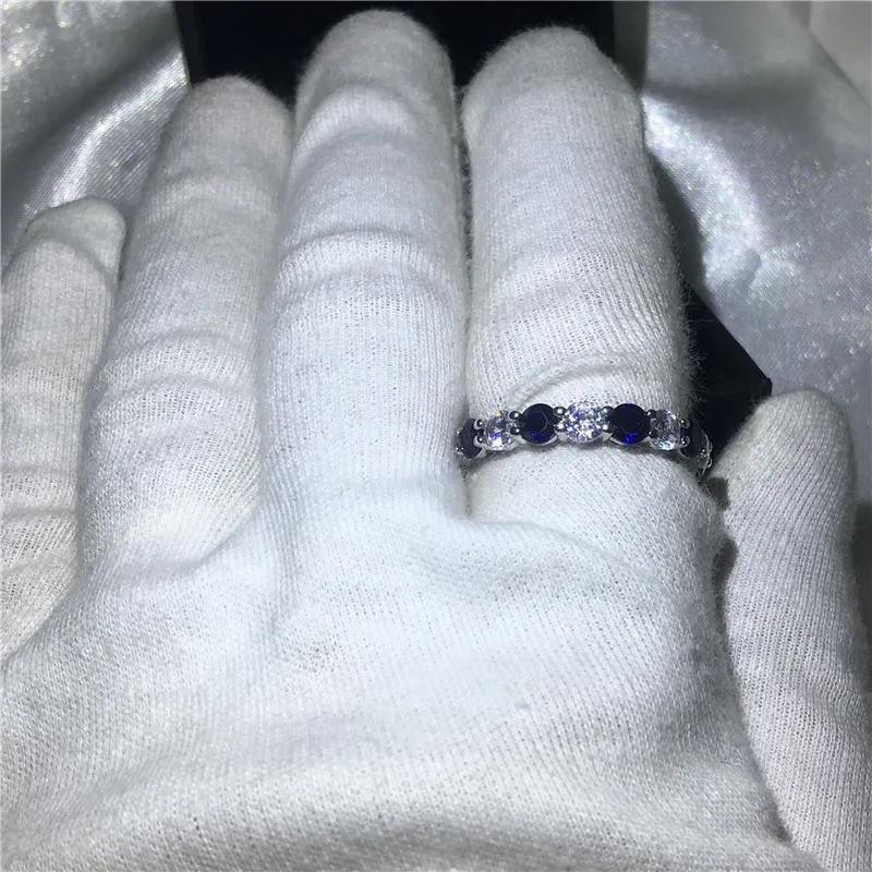 Classico anello infinito femminile Argento 925 Blu 5A zircone Cz Fedi nuziali di fidanzamento le donne Gioielli da sposa