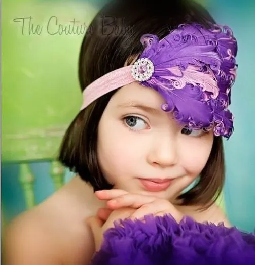 Hot Sale Baby Girl Kids Infant Peacock Feather Headband Flower Hairband Frisör Headwear Headband Hair Band Tillbehör