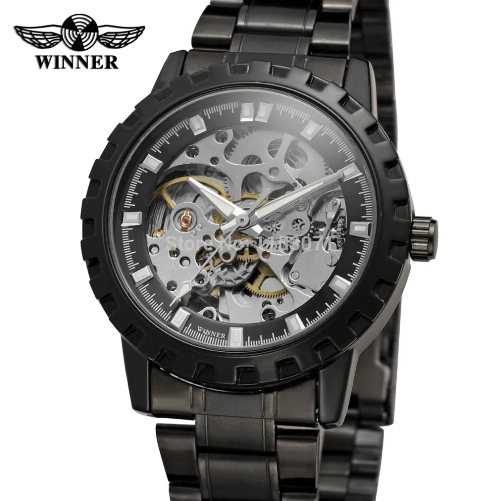 Novo Vencedor Mens Relógios Military Exército Esporte Relógio Masculino Top Marca Luxo Esqueleto Relógios Mecânicos Automáticos Homens Excelentes Presente