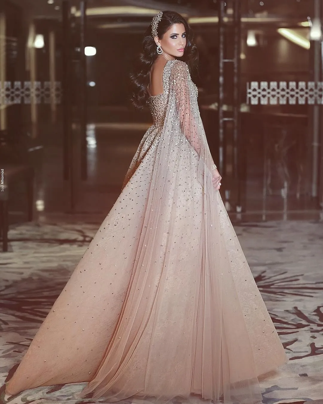 Elegant Champagne Shawl Prom Dress Fabric - Heavy Manual, European & American Style for Red Carpet & Evening Parties (DH002)