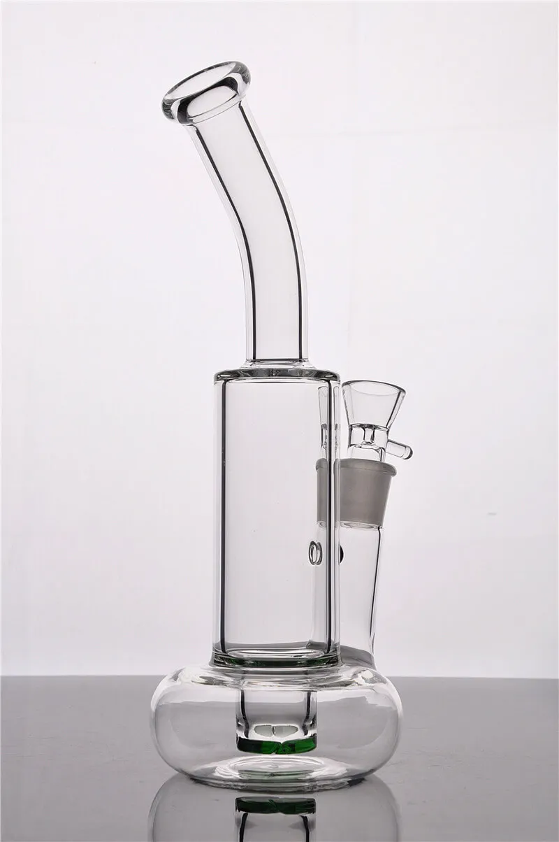 Pure Glass Hookahs Simple Glass Water Pipes Bent Neck Dab Oil Rigs 10.5 Inches and 18mm Joint