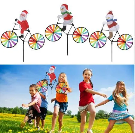 3d stor Santa Claus på cykel väderkvarn vindspinnare whirligig yard trädgård dekor