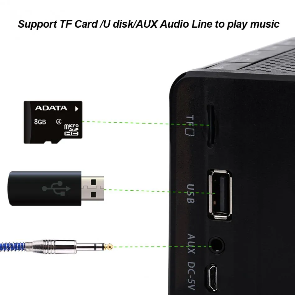LEADSTAR MX-20 Réveil multifonctions Haut-parleur Bluetooth Ecran LCD Radio FM 87.0-108MHz Support Carte TF, disque U mains libres