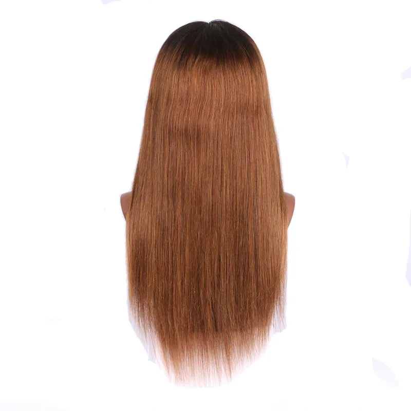 150 Dichte Brasilianische Ombre Honigblond Farbe 1B 27 Dicke, leimlose Vollspitze-Echthaarperücken, gerade Spitze-Front-Perücke für schwarze Frauen