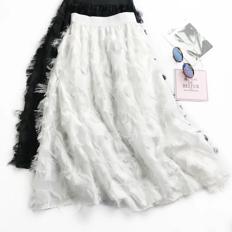 Feather chiffon skirt outlet