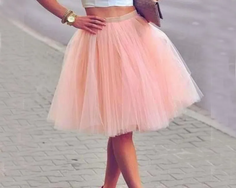 Image réelle genou longueur blanc Tulle Tutu jupes pour adultes sur mesure a-ligne pas cher fête robes de bal femmes sous vêtements Tulle jupes