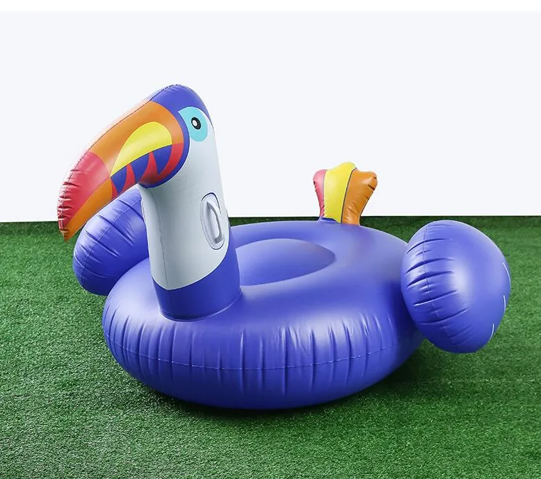 Opblaasbare zwembad Drijft Toucan Zwemmen Ring Opblaasbaar Zwembad Water Speelgoed Giant Blue Toucan Beach Stoel Lounger Drijvende Matras