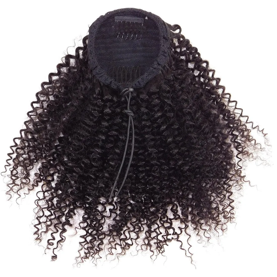 Afro Kinky Curly Human Hair Ponytail Extensions Kinky Curly Drawstring Human Hair Ponytail Hair Pieces Natural Curly Clip i hästsvans 18