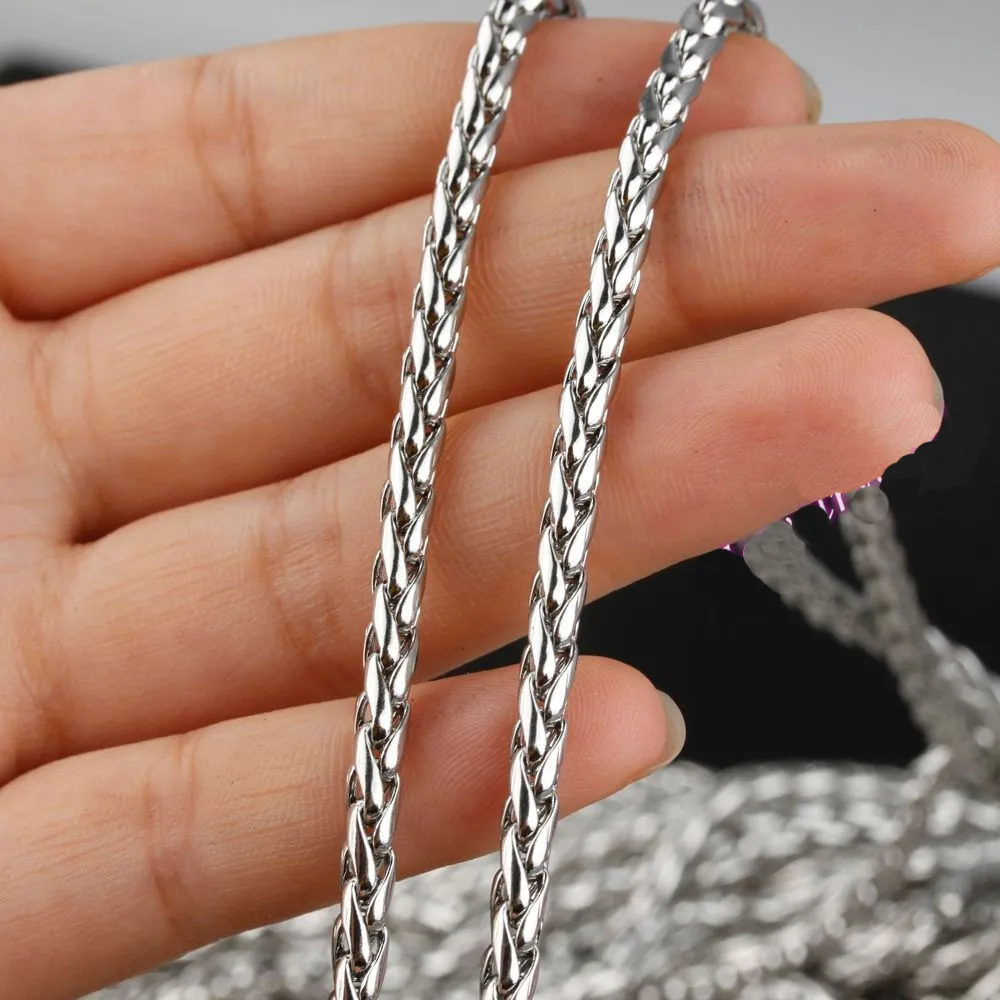 in bulk 10meter Jewelry Making Findings Stainless Steel Wheat Braid Chain 3mm 4mm 5mm 6mm Silver Wheat Spiga Rope Chain DIY Ma2103735