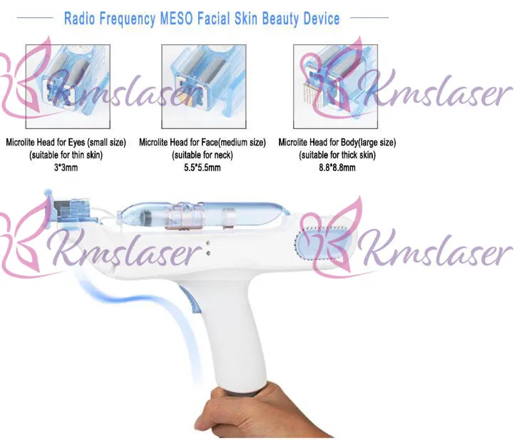 Professional Água Mesoterapia Gun Vanadium- Titanium Injector RF rugas Removal3 cores luz vermelha verde azul