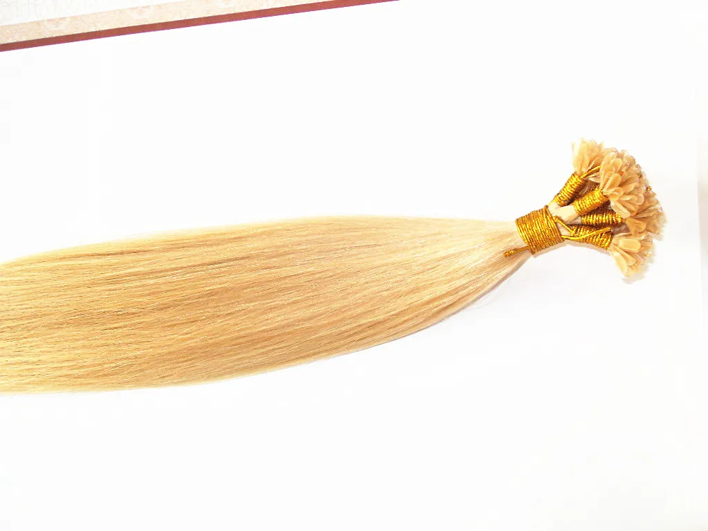 Braziliaanse Menselijke Maagd Remy Haar Zijde Straight Haarproduct Pre-Bonded Hair Extensions Blonde Kleur Dikke End