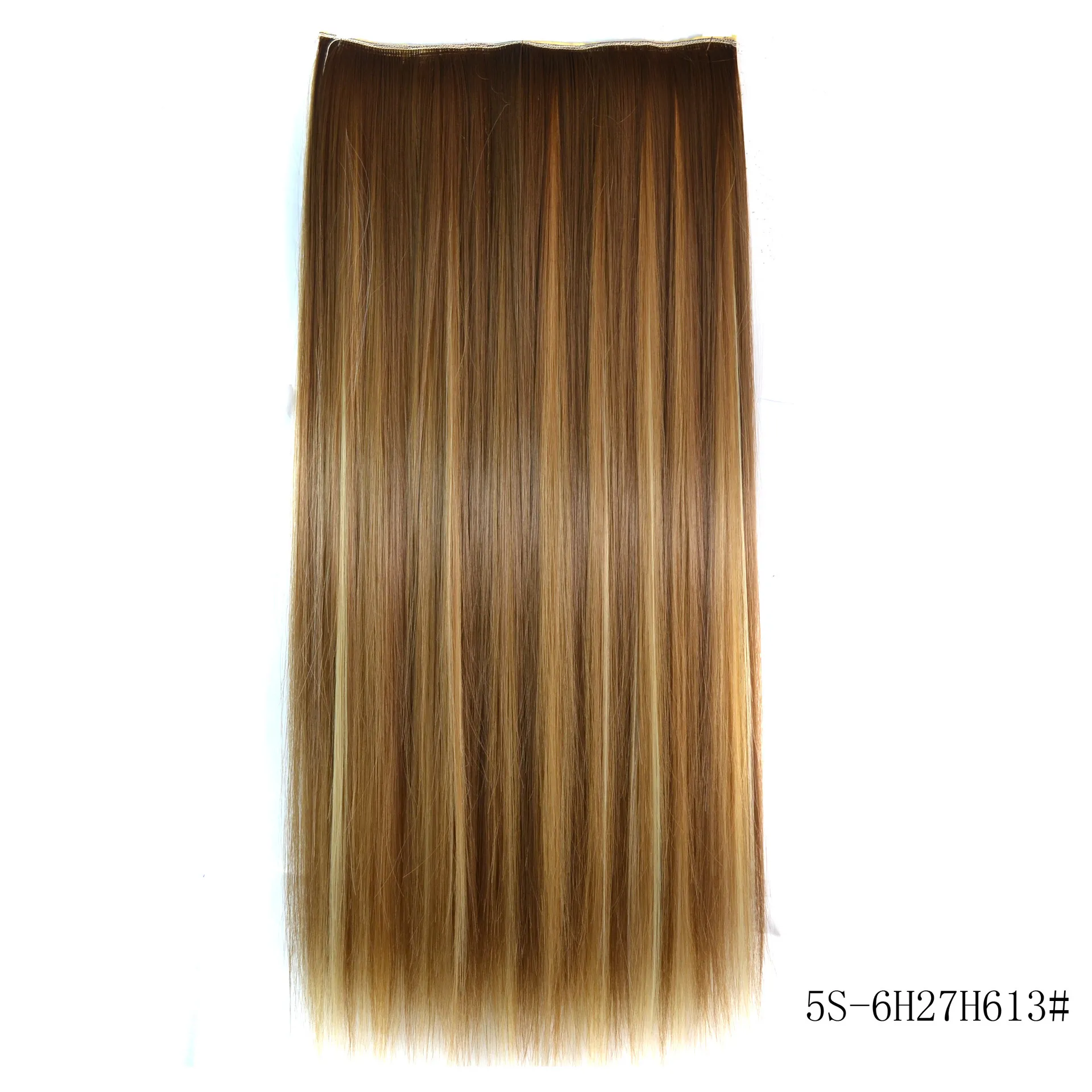 Extensions de cheveux synthétiques lisses et lisses, 24 pouces, cinq clips multicolores, résistants à la chaleur, 9617336