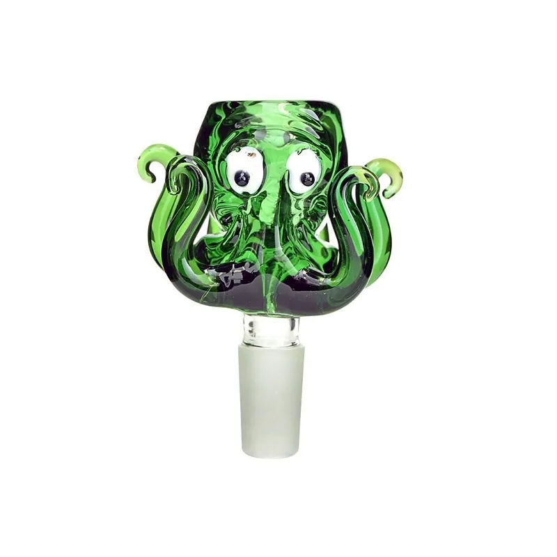 Factory Price ! 14mm 18mm Green Octopus Bowl with Thick Pyrex Glass Bowls Tobacco Herb Water Bong Bowl Smoking Pipes