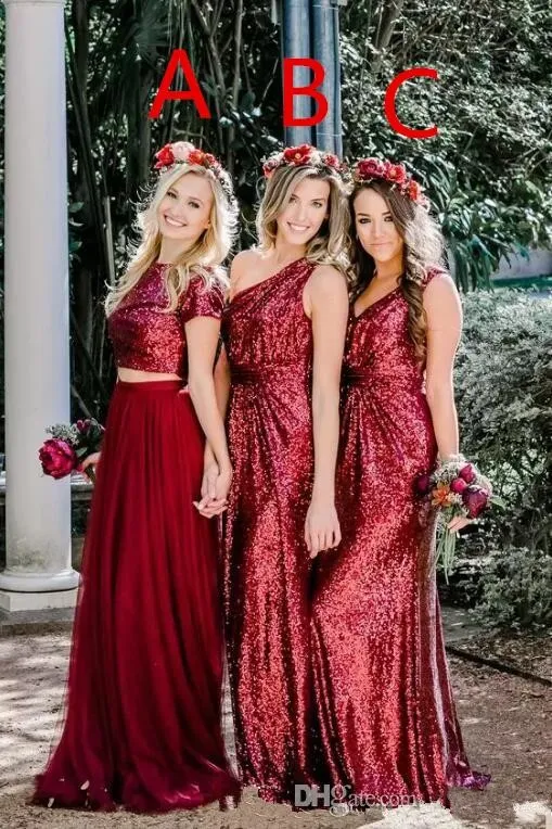 modest bridesmaid dresses burgundy Modest Short Sleeve Burgundy Bridesmaid Dress with Lace-Bridelily main image 0