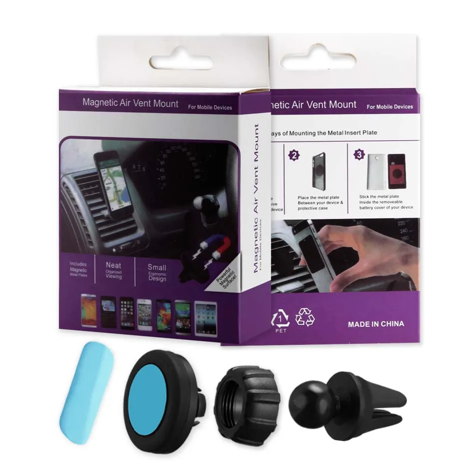 360 Degree Rotation Car Mount Phone Holder Station Storng Magnetic Car Holder Easier Safer Driving with Retail Box