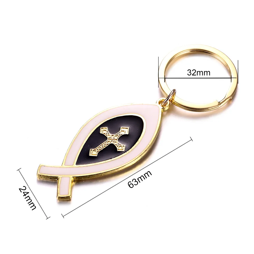 Projektowanie mody Cross Brelkain Metal Chrześcijańska biżuteria Prezenty Krzyżowe klawisz Kluczowy pierścień hurtowy