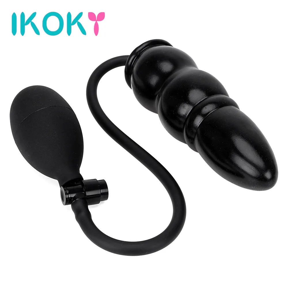 IKOKY Inflável Plug Anal Expansível Butt Plug Com Bomba de Produtos Adultos Brinquedos Sexuais de Silicone para As Mulheres Homens Anal Dilatador Massageador S924