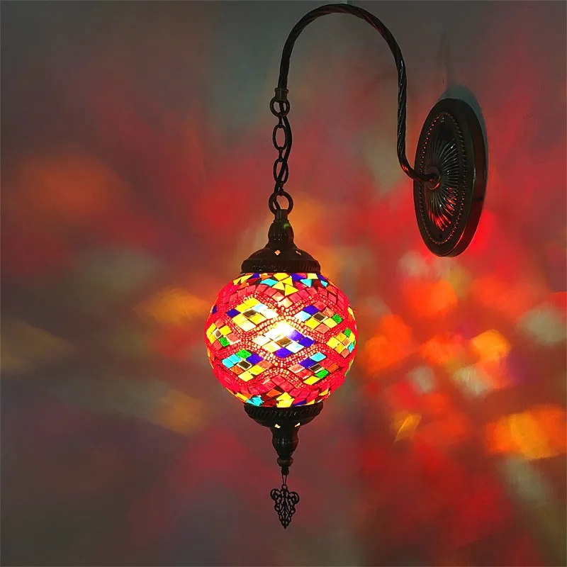 Exotic Ethnic Style Vintage Romantic Restaurant Cafe KTV Hotel Bars Internet Cafe Manual Glass Wall Lamps