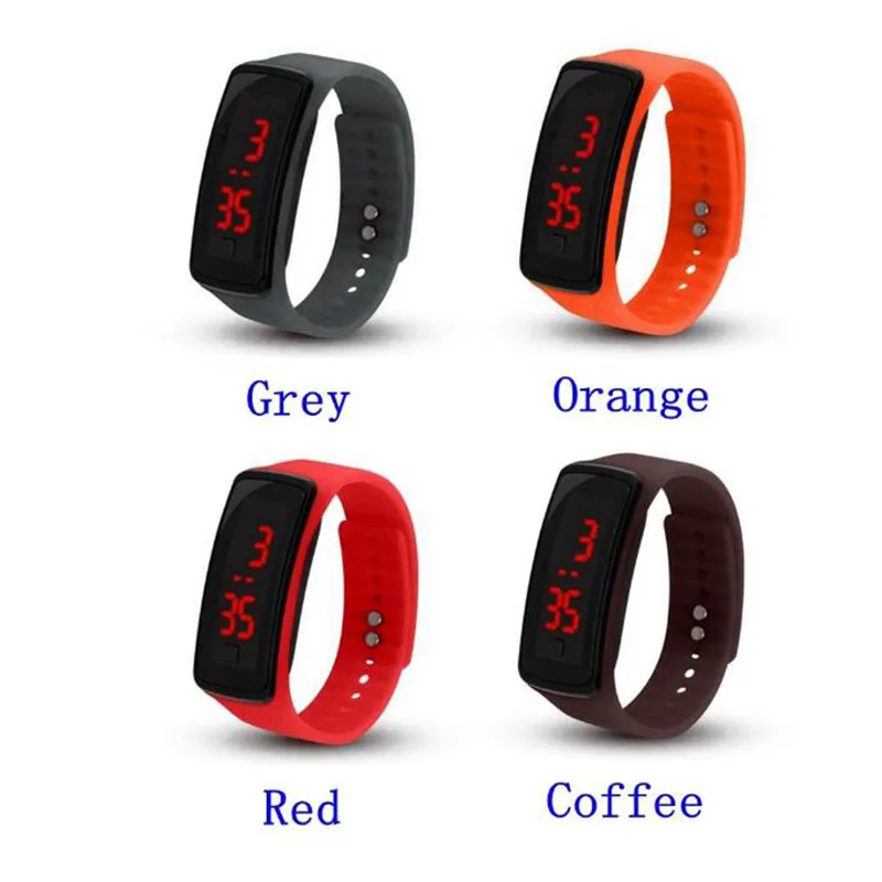 2018 Hot sal wholesale New Fashion Sport LED Watches Candy Jelly men women Silicone Rubber Touch Screen Digital Watches Bracelet Wrist watch