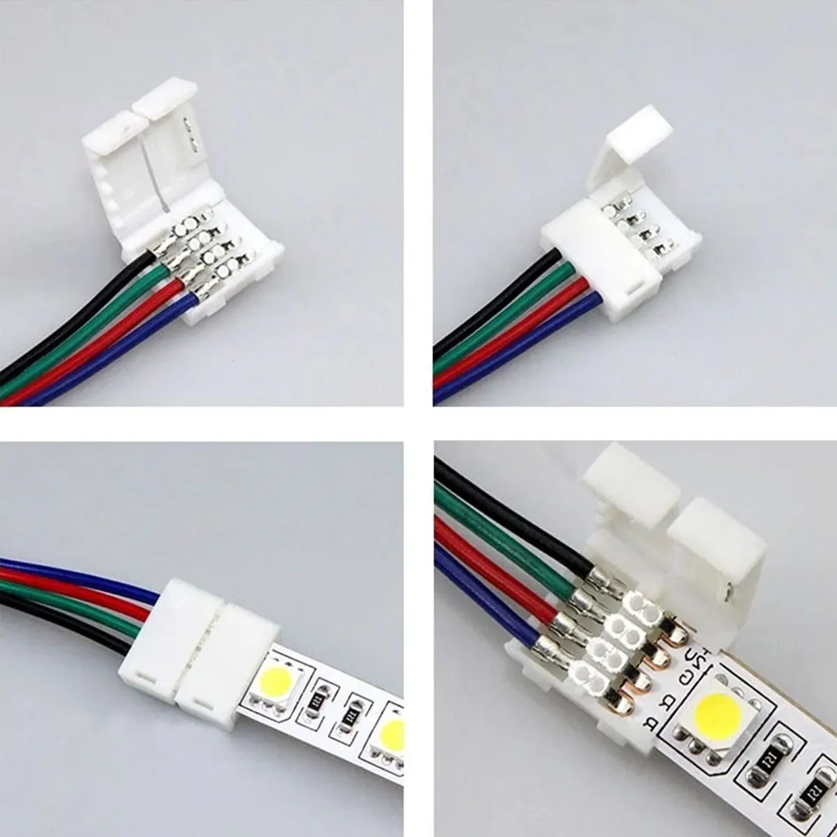 RGB LED Strip Light Connectors 10mm 4pin Geen Soldeerkabel PCB Board Draad tot 4 Pin Vrouwelijke Adapter voor SMD 3528 5050