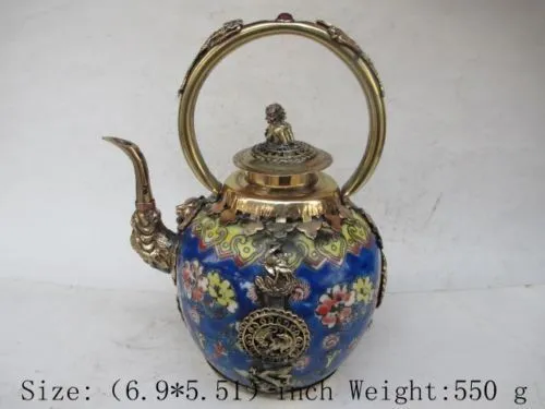 De oude Chinese bronzen leeuwen in Tibet Longfeng Opal keramische theepot