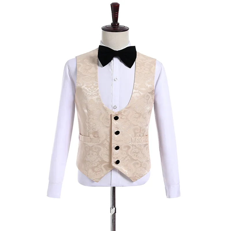 Gilet Uomo Champagne Paisley In Microfibra - Best Tuxedo - Per Matrimonio, Ballo, Cerimonie