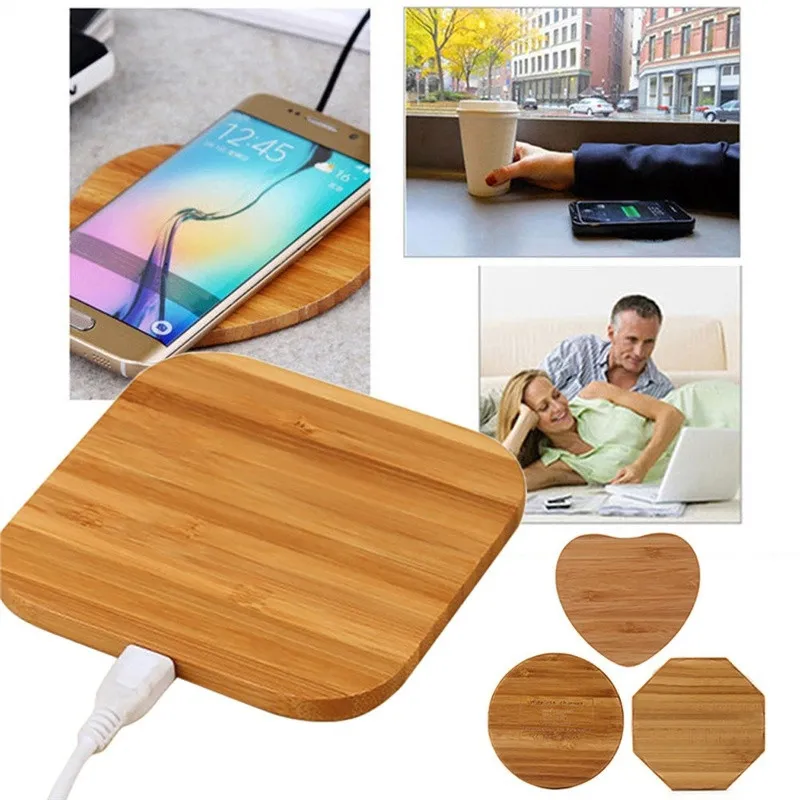 Qi Wireless Charger Bamboo Wooden Wireless Charger Pad Wireless Charging For iphone Samsung LG All Qi-abled Devices Free DHL