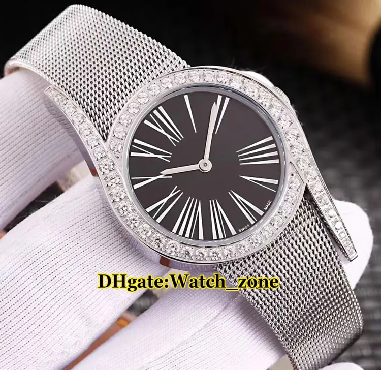 Limelight Gala 32 mm G0A41212 Cadran blanc Montre à quartz suisse pour femme Lunette en diamant Verre saphir Argent Acier Bracelet en maille Lady New Wat261r