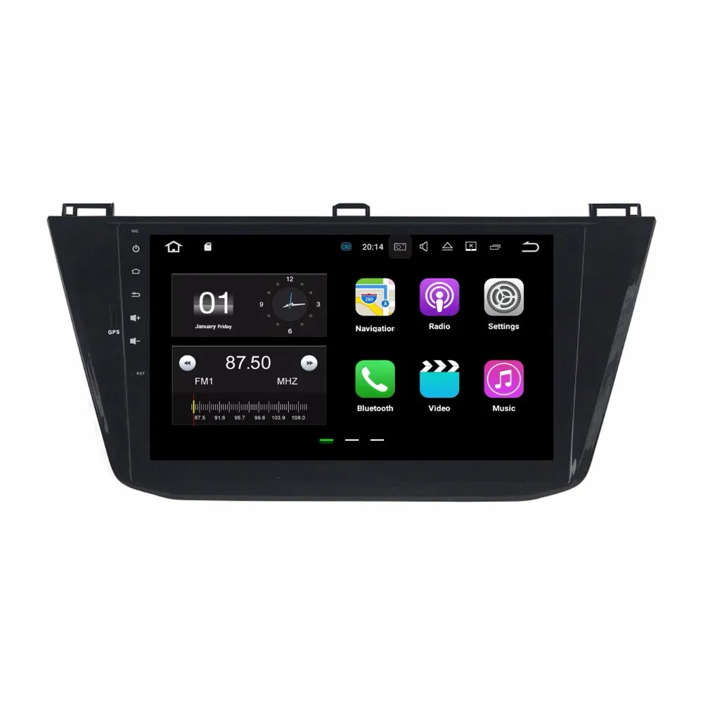 10.1 "Android 7.1 Car Radio Multimídia GPS Unidade Cabeça Carro DVD para VW Volkswagen Tiguan 2016 Com 2 GB de RAM Bluetooth Espelho-link USB DVR