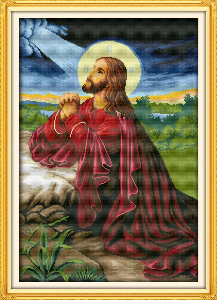 Jesus Christianity Home Decor Paintings, Handgjorda Cross Stitch Broderi Needlework Sets Räknat Skriv ut på duk DMC 14ct / 11ct