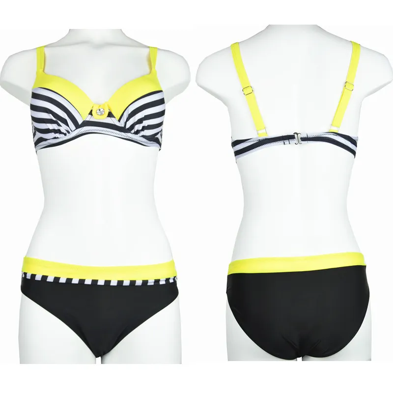 Les femmes patchwork à rayures de grande taille pustent des maillots de bain en bikini ensemble de maillots de bain rétro sexy bandage féminin biquini bather beachwear8335786