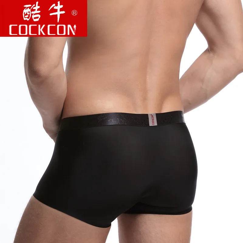 2017 Cockcon Sexy Mannen Ondergoed Ijs Zijde Boxers Mannen U Bolle Pouch Shorts cueca boxer homme Naadloze Mannelijke Panties1267D