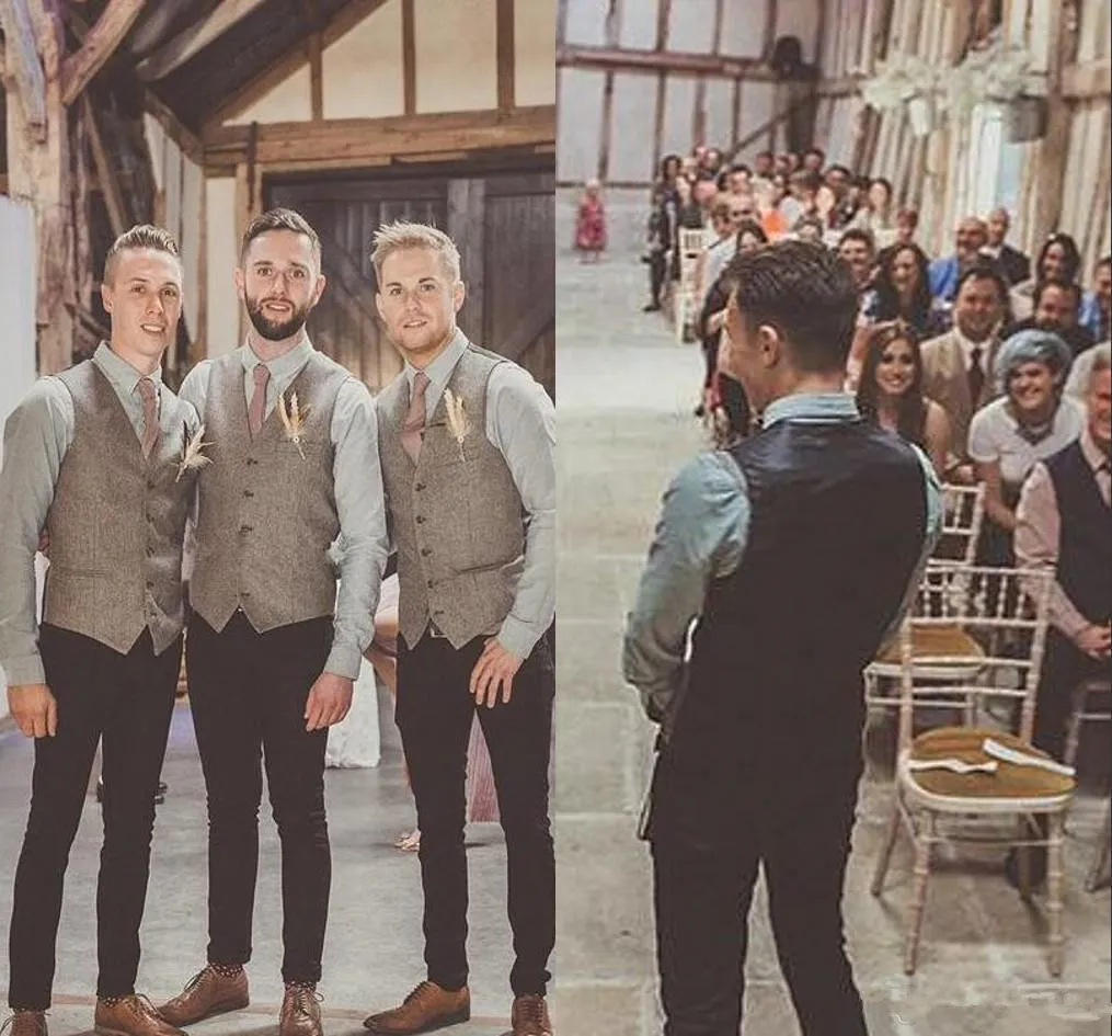Wool Groom Wedding Tweed Vests Custom Tailored Formal Groom s Suit Vest Slim Fit Waistcoat for Men s Formal Wear