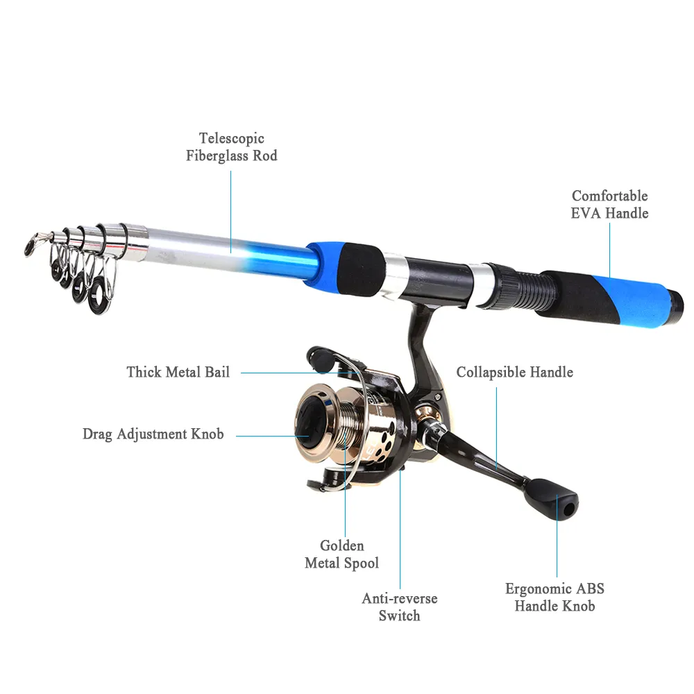 Lixada Portable Fishing Rod and Reel Combo Telescopic Fishing Rod