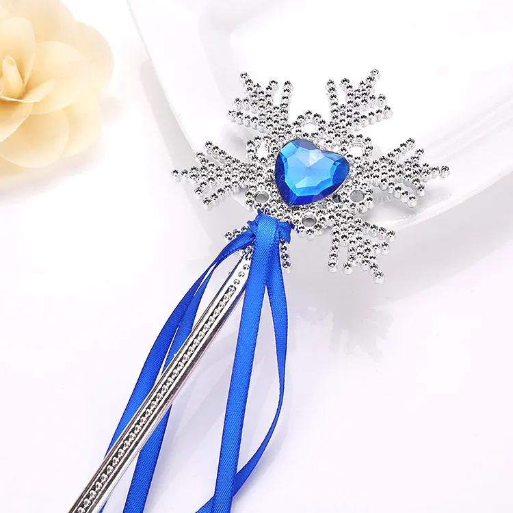 Princess Snowflake Ribbons Magic Wand Sticks Baby Girls Fairy Cartoon Cartoon Rhinestones Gem Party Props Dekoracja C36296901850