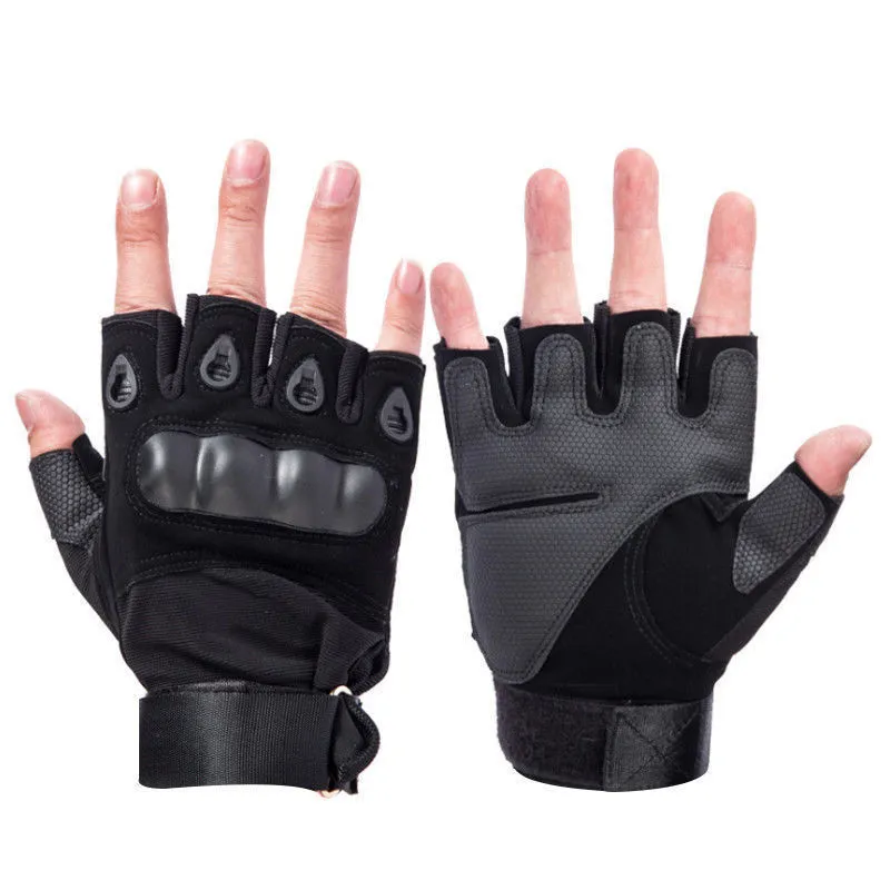 Tactical Hard Knuckle Guanti mezze dita Esercito da uomo Combattimento Caccia Tiro Airsoft Paintball Police Duty - Senza dita