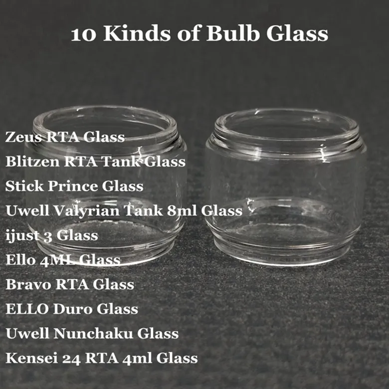 Fat Boy Replacement Bulb Glass Tube for Zeus Blitzen Stick Prince Valyrian ijust 3 Ello Bravo RTA ELLO Duro Nunchaku DHL