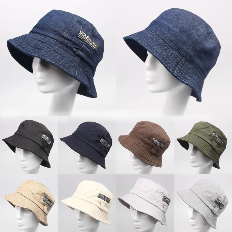 Bomull / Denim Unisex Bucket Hats 2015 Ny mode sommar fiske platt solkock för män och kvinnor D18110601