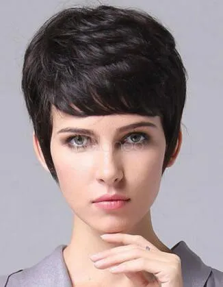 Czarne peruki krótkie włosy dla kobiet mody falowe peruki