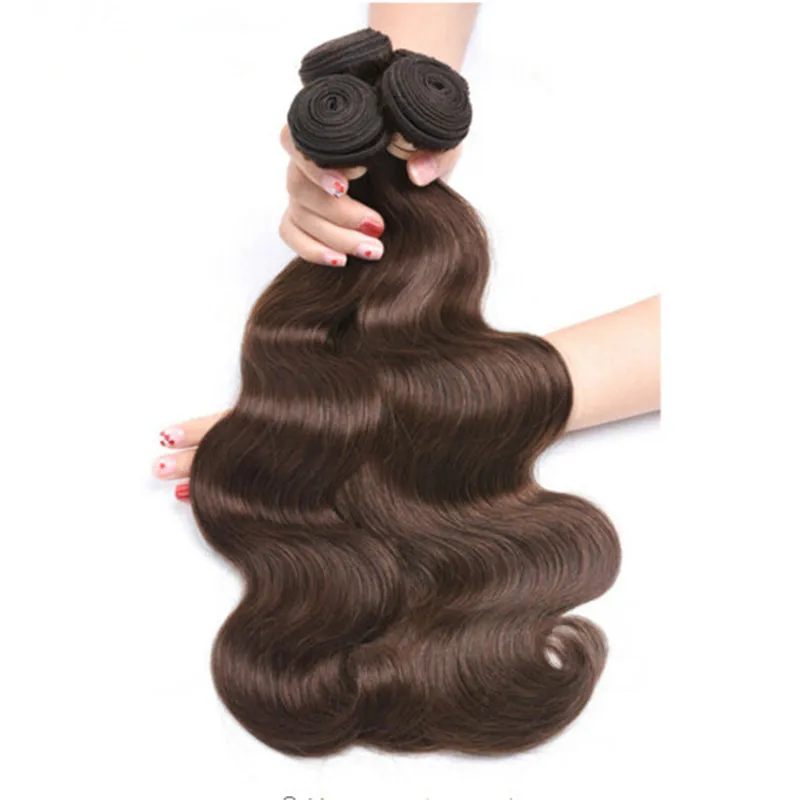 Chocolate Brown Brazilian Human Hair Weaves 3 Bundles with Frontal Body Wave 4 Dark Brown Hair Bundle Deals with 13x4 Lace Fronta7812266