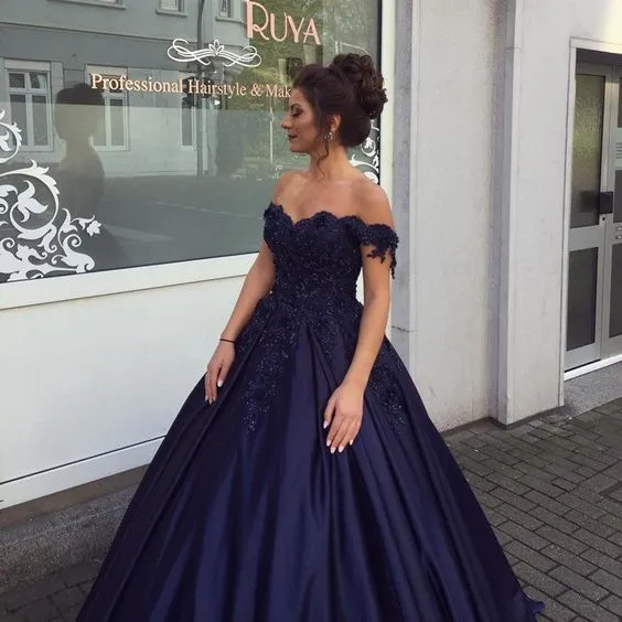 Jovani 06807 | Navy Multi Embroidered V Neck Ballgown